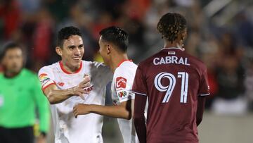 Edgar Lopez celebrates his goal 2-0 with Jesus Venegas of Toluca during the game Toluca vs Colorado Rapids, corresponding to the group stage of the Leagues Cup 2023, at Dicks Sporting Goods Park Stadium, on July 31 2023.
<br><br>
Edgar Lopez celebra su gol 2-0 con jesus Venegas de Toluca durante el partido Toluca vs Colorado Rapids, correspondiente a la fase de grupos de la Leagues Cup 2023, en el Estadio Dicks Sporting Goods Park, el 31 de Julio de 2023.