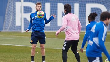 Vada, durante el entrenamiento de esta mañana.