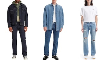 Pantalones vaqueros Levi's en tres tonos diferentes y disponibles en Amazon