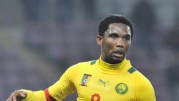 Eto'o, en un partido con Camerún.