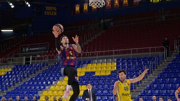 Miles Norris, alero del Barça, ataca al Maccabi Tel Aviv en la jornada 20 de la Euroliga.