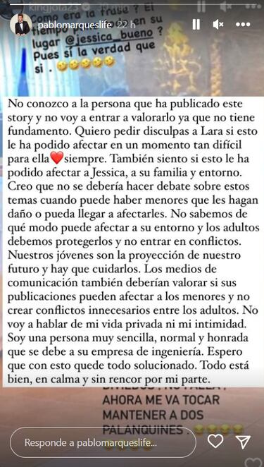 El modelo fotografiado con Jessica Bueno responde a Jota Peleteiro