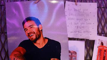 Tributes to Liam Payne, a former One Direction band member, are seen at the Hard Rock Cafe in Piccadilly Circus, in London, Britain, October 18, 2024. REUTERS/Mina Kim