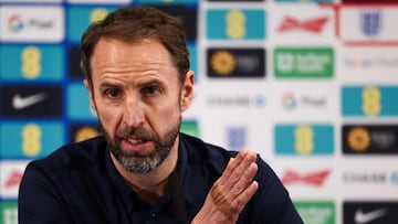 England's manager Gareth Southgate speaks during a press briefing at St George's Park in Burton-on-Trent, central England, on May 21, 2024 for the announcement of England's squad for the forthcoming UEFA EURO 2024 football tournament. (Photo by Darren Staples / AFP) / NOT FOR MARKETING OR ADVERTISING USE / RESTRICTED TO EDITORIAL USE