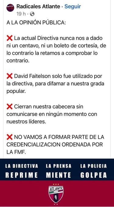 Grupos de animación del Atlante se niegan a credencializarse