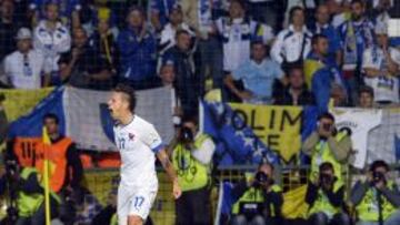 Hamsik celebra un gol con Eslovaquia.