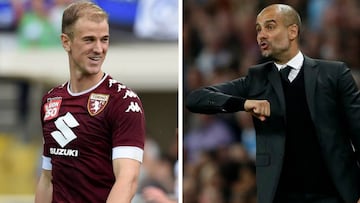 Joe Hart y Pep Guardiola.