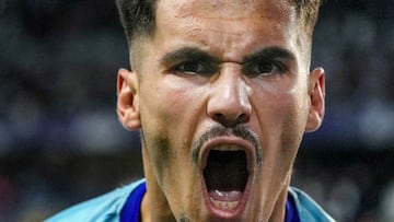 Chupe celebra un gol reciente con el Málaga.