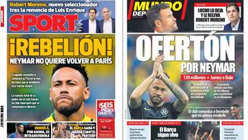 Portadas de los diarios Sport y Mundo Deportivo del día 20 de junio de 2019.