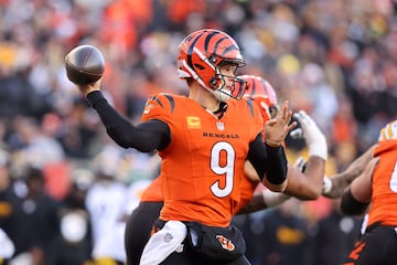 Bengals quarterback Joe Burrow throws the ball during the Week 13 defeat to the Steelers.