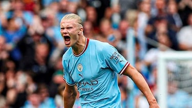 Haaland celebra un gol con el Manchester City