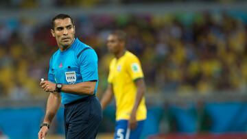 Foto de accion durante el partido Brasil vs Alemania, Correspondiente a Semifinales, Partido Numero 61 del Mundial de Futbol Brasil 2014, en la foto: Arbitro Mexicano Marco Antonio Rodriguez
08/07/2014/MEXSPORT/Osvaldo Aguilar
Estadio Mineirao, Belo Horizonte