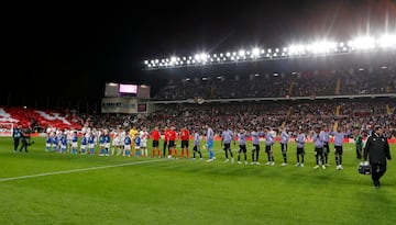 Formación de los equipos del Rayo vallecano y Real Madrid.