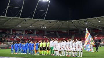Momento previo al partido de la Nations Lague entre Israel e Italia.