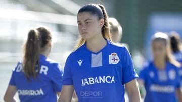 Mar&iacute;a M&eacute;ndez en un entrenamiento con el Deportivo.