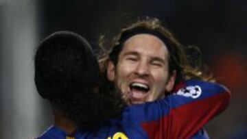 Messi y Ronaldinho, en el Bar&ccedil;a.