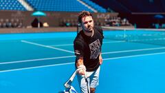 Wawrinka, durante un entrenamiento en las instalaciones del Open de Australia.