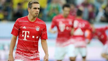 Lahm durante un calentamiento con el Bayern. 