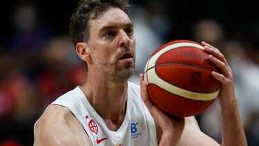 Pau Gasol of Spain during the Tokyo 2020 Challenge preparatory match between Spain and Iran at the Fuente de San Luis Pavilion. On July 3, 2021. In Valencia, Spain. AFP7 03/07/2021 ONLY FOR USE IN SPAIN