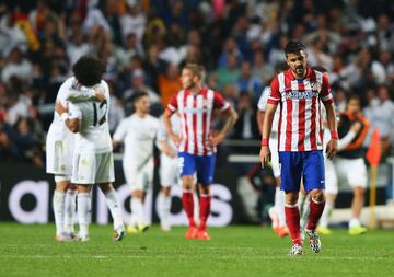 El último partido de Villa como jugador del Atlético de Madrid fue la final de la Champions League el 24 de mayo de 2014 ante el Real Madrid.