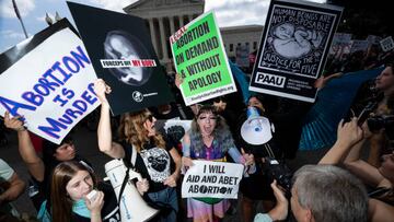 Pro-choice and pro-life protesters rally in front of the Supreme Court before the Dobbs v Jackson Womens Health Organization decision overturning Roe v Wade was handed down at the US Supreme Court on Friday, June 24, 2022.
