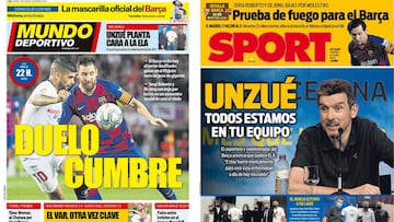 Unzué y Messi, protagonistas de las portadas en Barcelona