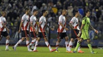 El equipo de River Plate en el Superclásico.