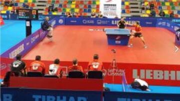 Imagen de un partido de la selecci&oacute;n espa&ntilde;ola durante los europeos de tenis de mesa que se celebran en Ekaterimburgo (Rusia)