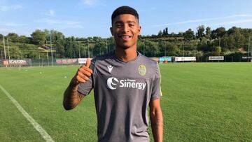 Eddie Salcedo durante un entrenamiento con Hellas Verona.