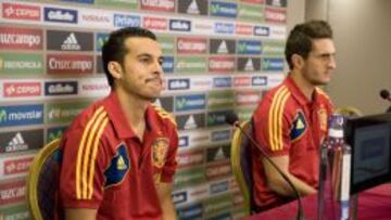 Pedro y Koke, en rueda de prensa.