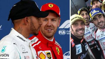 Hamilton y Vettel, por un lado, y Vergne y Alonso por otro.