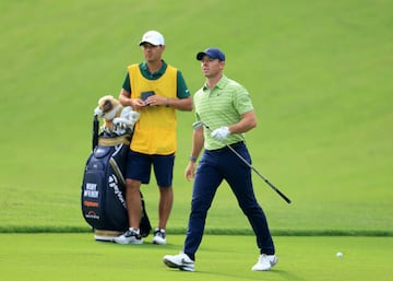 Rory McIlroy of Northern Ireland plays his second shot on the 13th hole during the first round of the 2022 PGA Championship at Southern Hills Country Club on May 19,