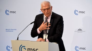 The High Representative of the European Union for Foreign Affairs and Security Policy Josep Borrell speaks at the Munich Security Conference (MSC) in Munich, southern Germany, on February 20, 2022. - During the 58th Munich Security Conference running from