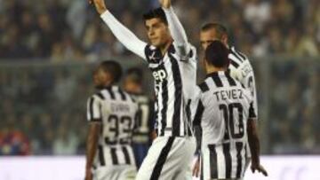 Álvaro Morata, celebrando un gol con la Juventus.