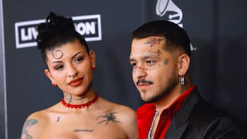 LAS VEGAS, NEVADA - NOVEMBER 16: (L-R) Cazzu and Christian Nodal attend The Latin Recording Academy's 2022 Person of the Year Gala Honoring Marco Antonio Solis at Michelob ULTRA Arena on November 16, 2022 in Las Vegas, Nevada. (Photo by Frazer Harrison/Getty Images)