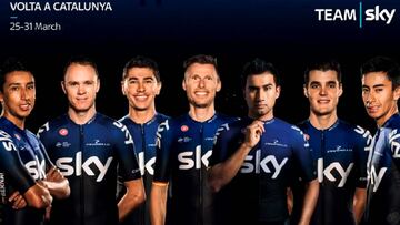 Formación del Team Sky para la Volta a Catalunya.