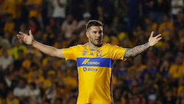 Soccer Football - CONCACAF Champions Cup - Quarter-Final - Second Leg - Tigres UANL v Columbus Crew - Estadio Universitario, Monterrey, Mexico - April 9, 2024 Tigres UANL's Andre-Pierre Gignac reacts REUTERS/Daniel Becerril