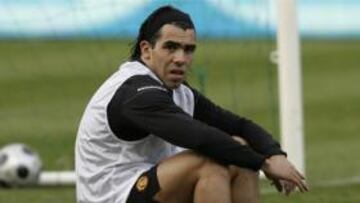 Tévez durante un entrenamiento