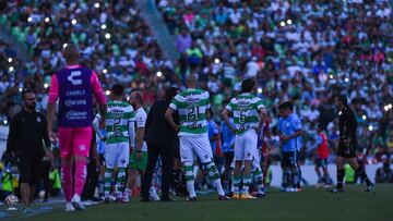 Matheus Doria and Alan Cervantes of Santos during the game Santos vs Pachuca, corresponding to Round 14 of the Torneo Clausura 2023 of the Liga BBVA MX, at TSM -Corona- Stadium, on April 09, 2023.
<br><br>
Matheus Doria y Alan Cervantes de Santos
durante el partido Santos vs Pachuca, Correspondiente a la Jornada 14 del Torneo Clausura 2023 de la Liga BBVA MX, en el Estadio TSM -Corona-, el 09 de Abril de 2023.