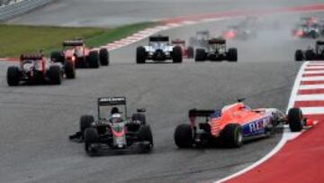 Alonso y Massa chocaron al inicio de la carrera de Austin.