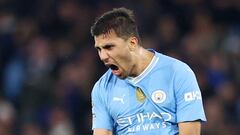 Rodri Hernández, jugador del Manchester City, celebra el gol anotado ante el Chelsea.