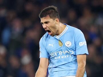 Rodri Hernández, jugador del Manchester City, celebra el gol anotado ante el Chelsea.