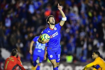      Jose Rivero celebrates Autogol 1-0 of Diego Reyes of Tigres during the 7th round match between Cruz Azul and Tigres UANL as part of the Torneo Clausura 2024 Liga BBVA MX at Ciudad de los Deportes Stadium on February 17, 2024 in Mexico City, Mexico.