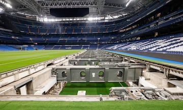 Las planchas que permiten guardar el césped en el hipogeo es uno de los elementos estrella de la remodelación del Bernabéu. El conjunto blanco ha publicado nuevas fotografías de dichas planchas para ver los entresijos del mecanismo.