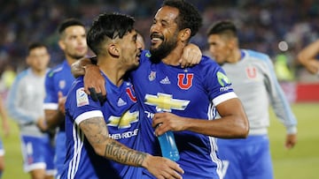 Futbol, Universidad de Chile vs Union Espaola
Sptima fecha, campeonato de Clausura 2016/17
Los jugadores de Universidad de Chile,, celebran la victoria contra Union Espaola durante el partido de primera division disputado en el estadio Nacional de Sa