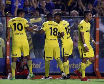 Buenos Aires, 10 Marzo 2018 Argentina
SUPERLIGA 
Boca Juniors vs Tigre por la fecha 23 del Torneo en La Bombonera.
Festejo de Edwin Cardona de Boca Junior
Foto Ortiz Gustavo
