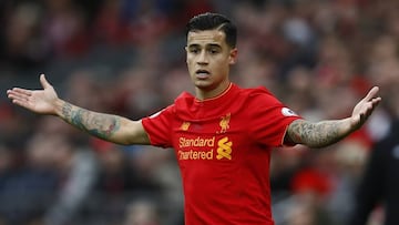 Philippe Coutinho con el Liverpool. 