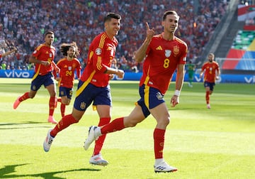 Morata y Fabian celebrando el segundo gol contra Croacia en la Eurocopa 2024.