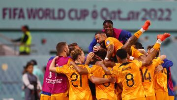 La selección neerlandesa celebra el segundo gol del partido.