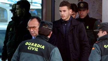 Lucas Hernández sale del Juzgado N7 de primera Instancia e Instrucción del juicio rápido por la presunta agresión a su novia